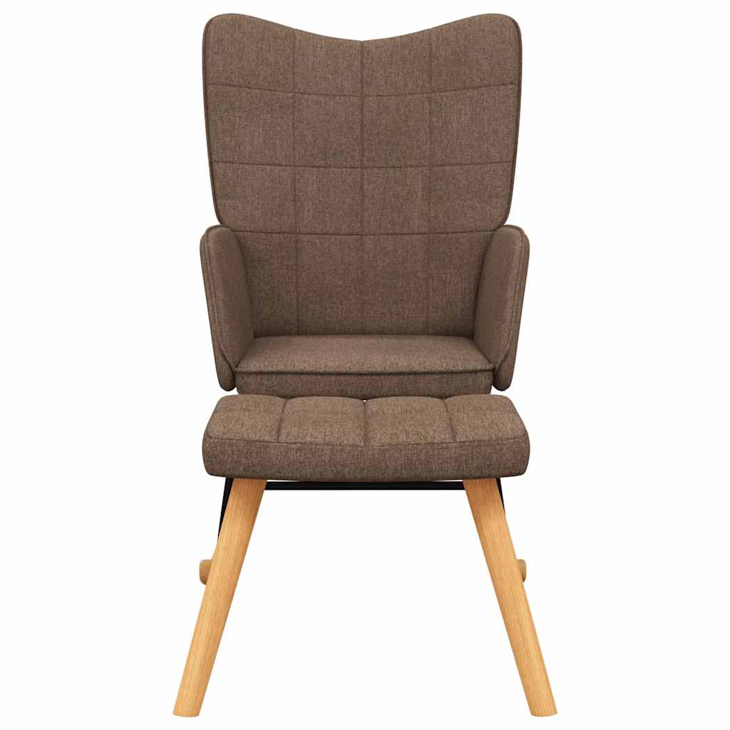 Schaukelsessel mit Hocker Braun Stoff