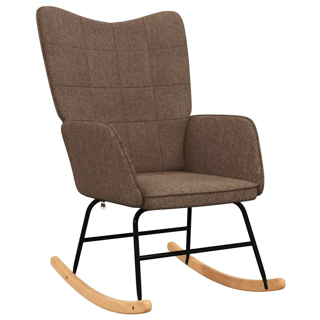 Schaukelsessel mit Hocker Braun Stoff