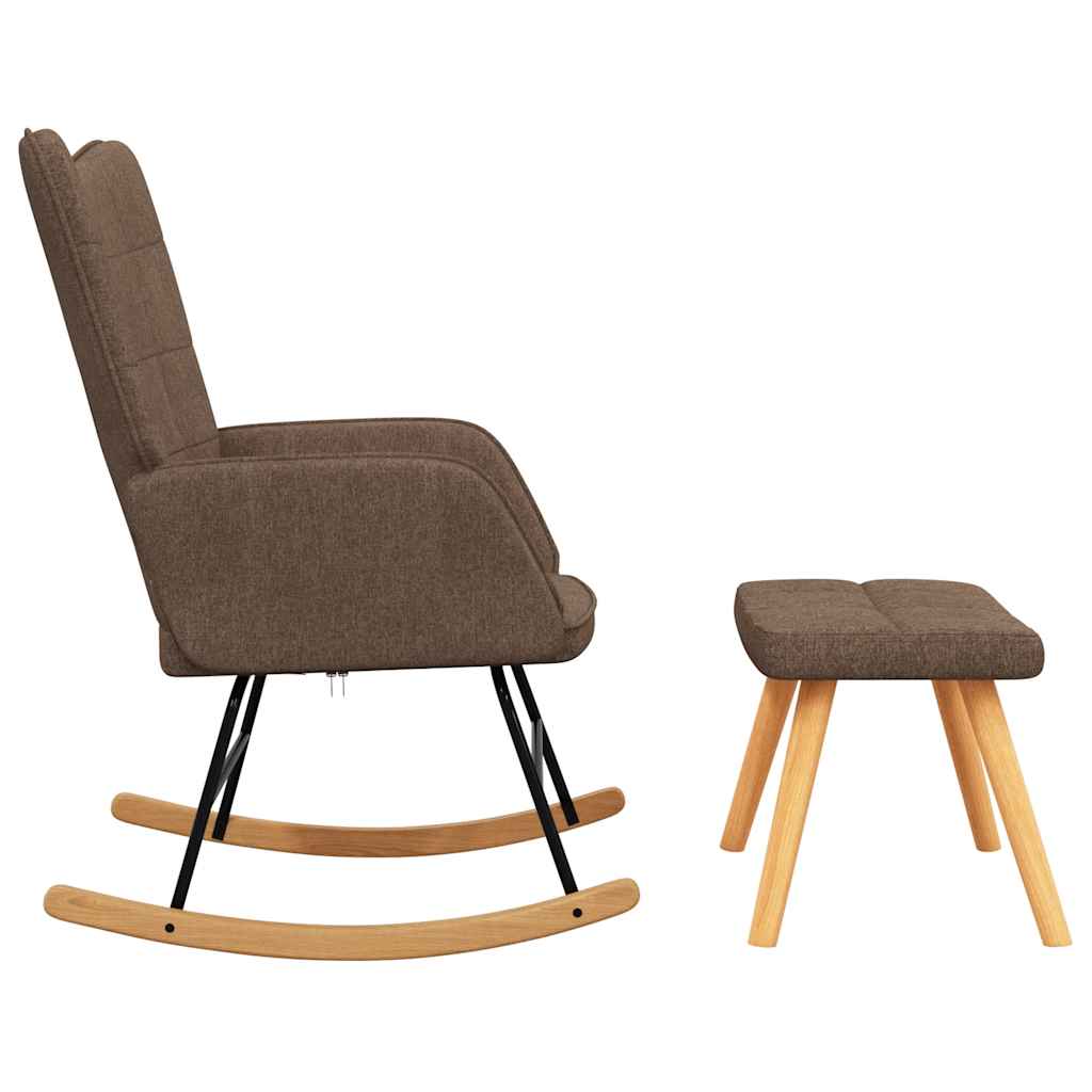Schaukelsessel mit Hocker Braun Stoff