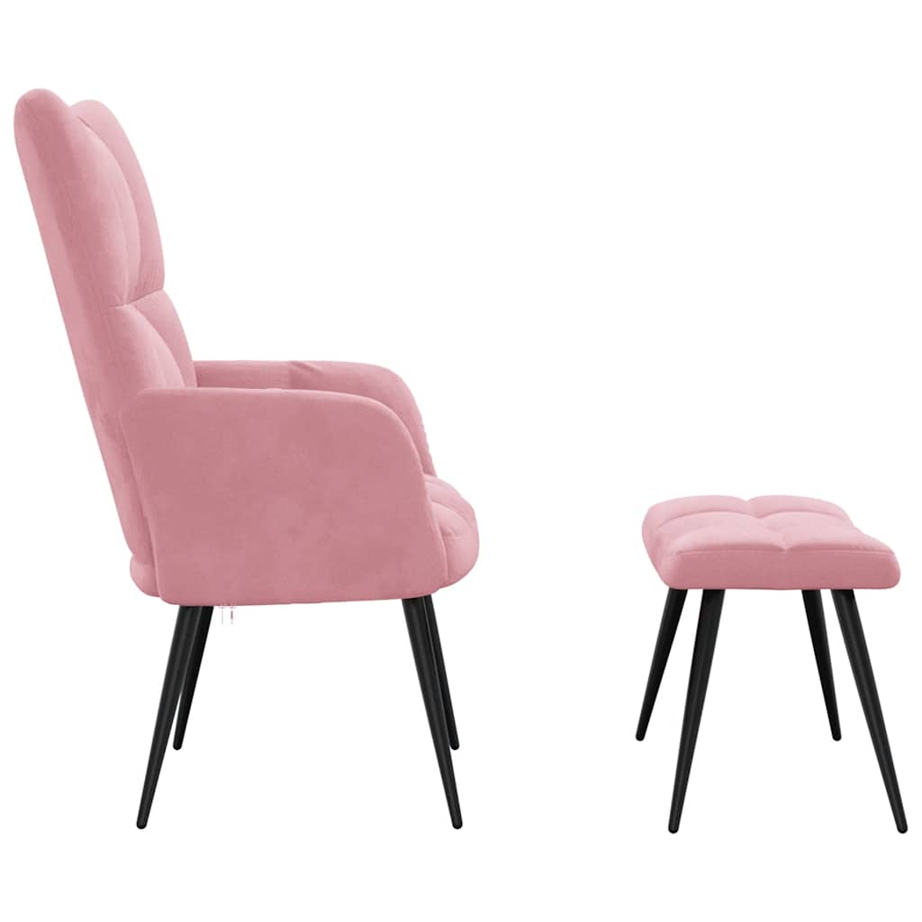 Relaxsessel mit Hocker Rosa Samt