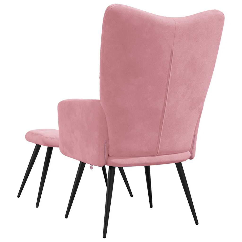 Relaxsessel mit Hocker Rosa Samt
