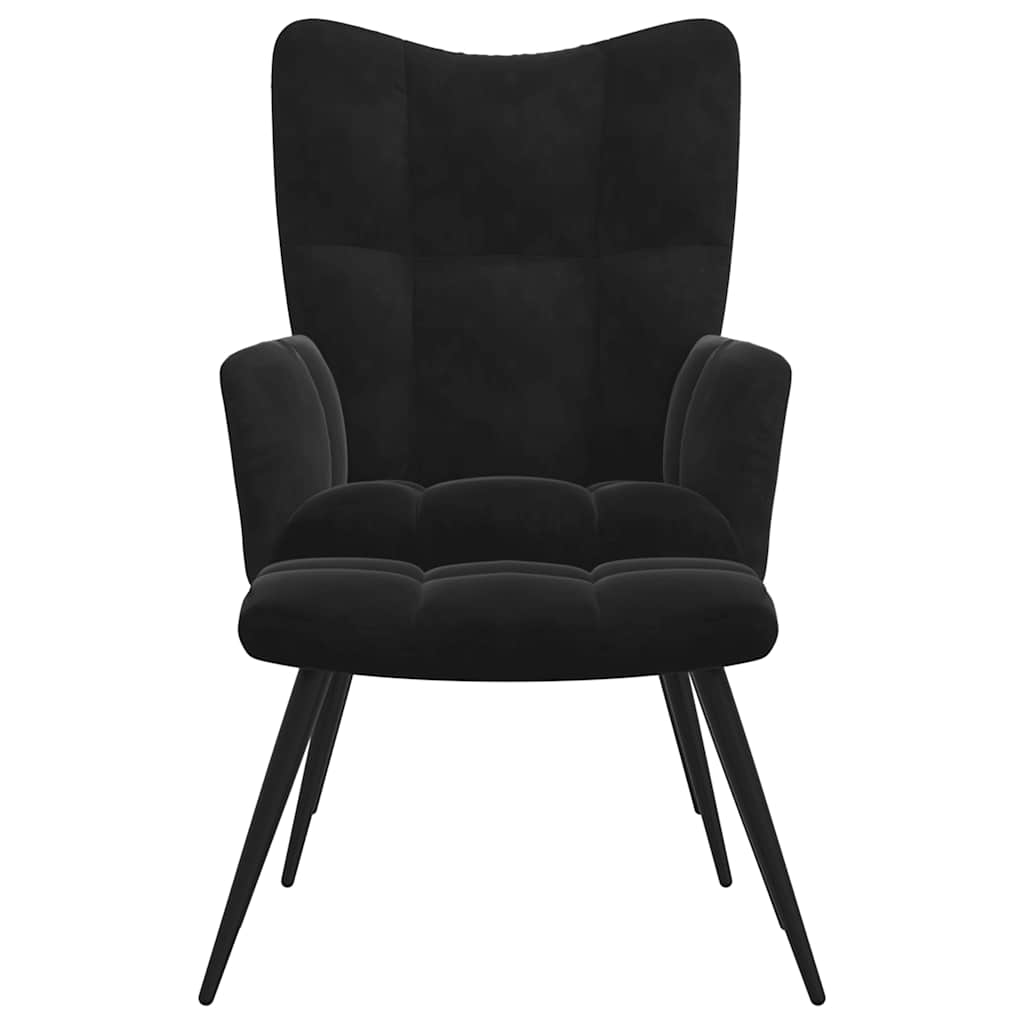 Relaxsessel mit Hocker Schwarzer Samt