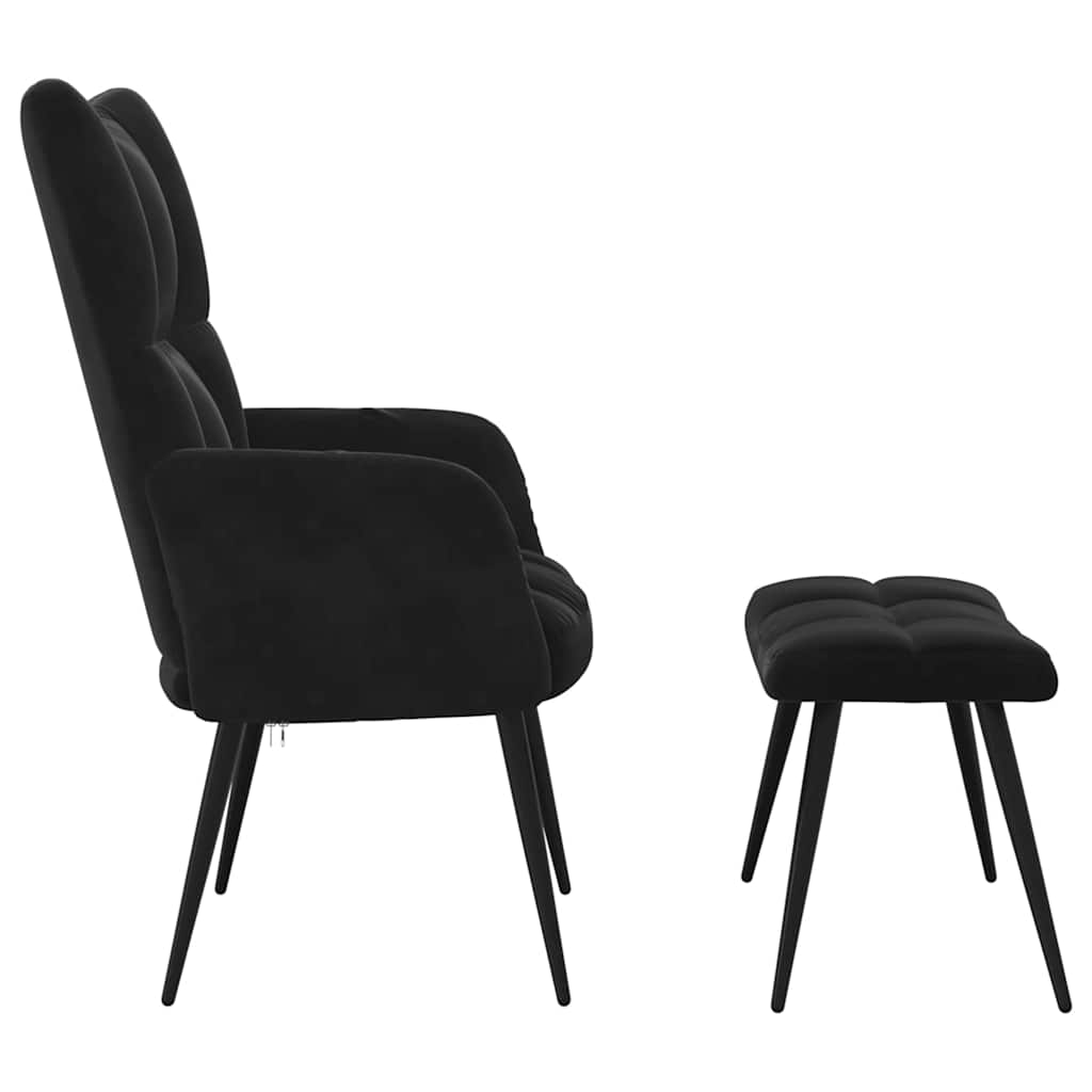 Relaxsessel mit Hocker Schwarzer Samt