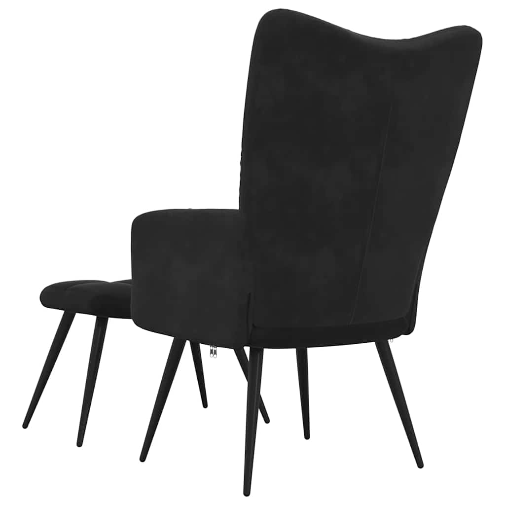 Relaxsessel mit Hocker Schwarzer Samt
