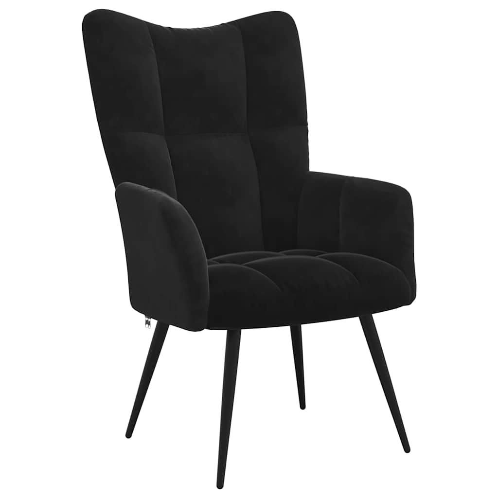Relaxsessel mit Hocker Schwarzer Samt