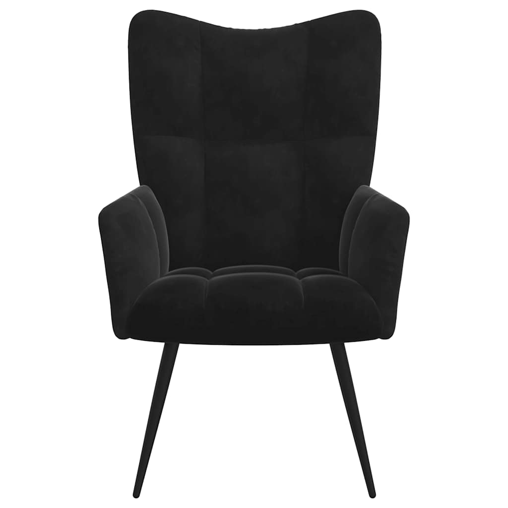 Relaxsessel mit Hocker Schwarzer Samt