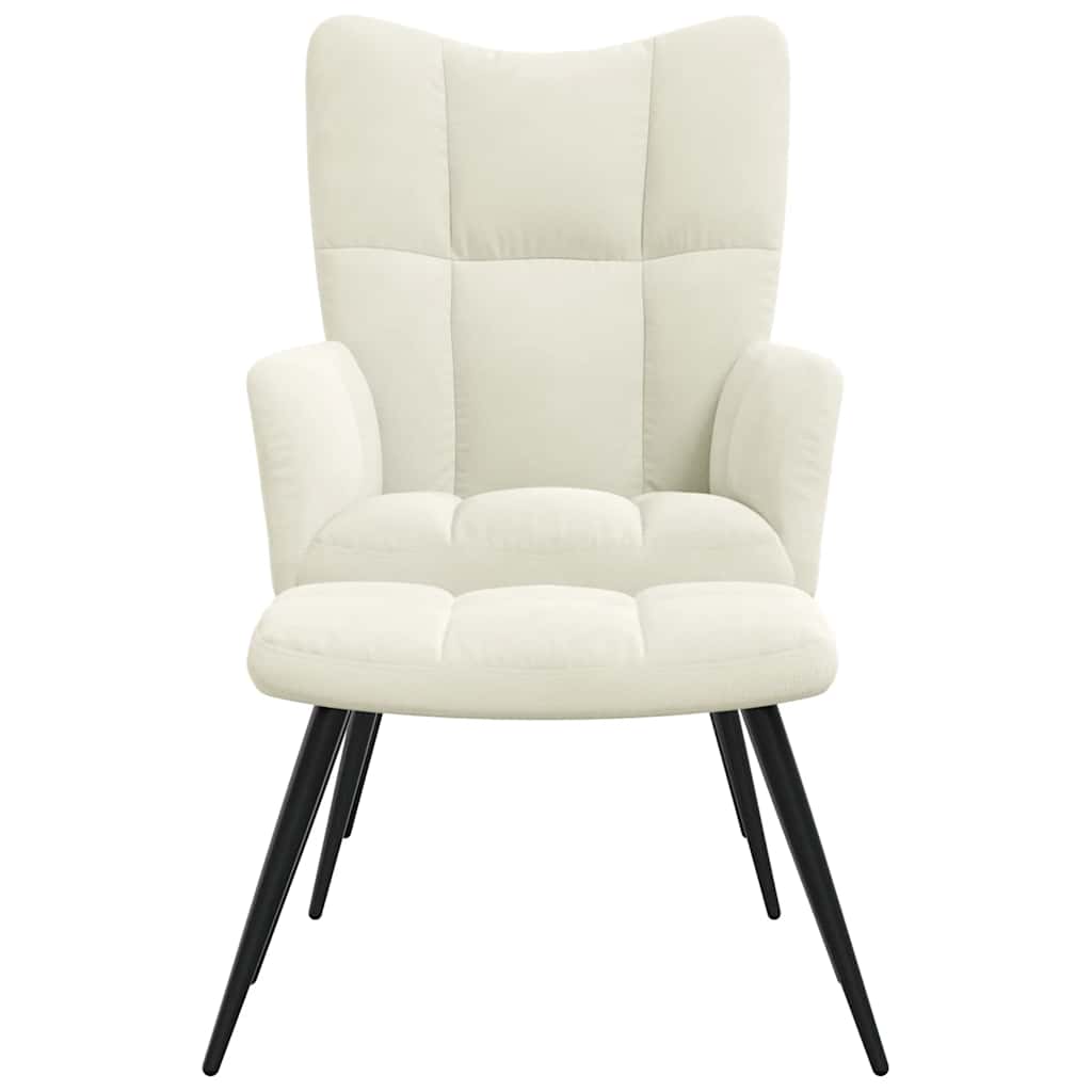 Relaxsessel mit Hocker Cremeweiß Samt