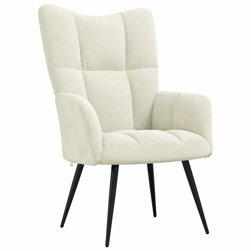 Relaxsessel mit Hocker Cremeweiß Samt