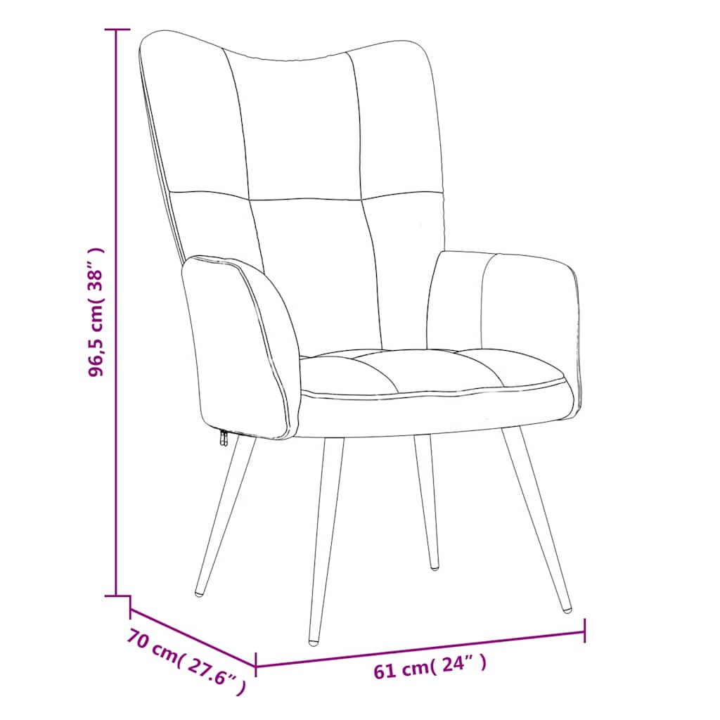Relaxsessel mit Hocker Cremeweiß Samt