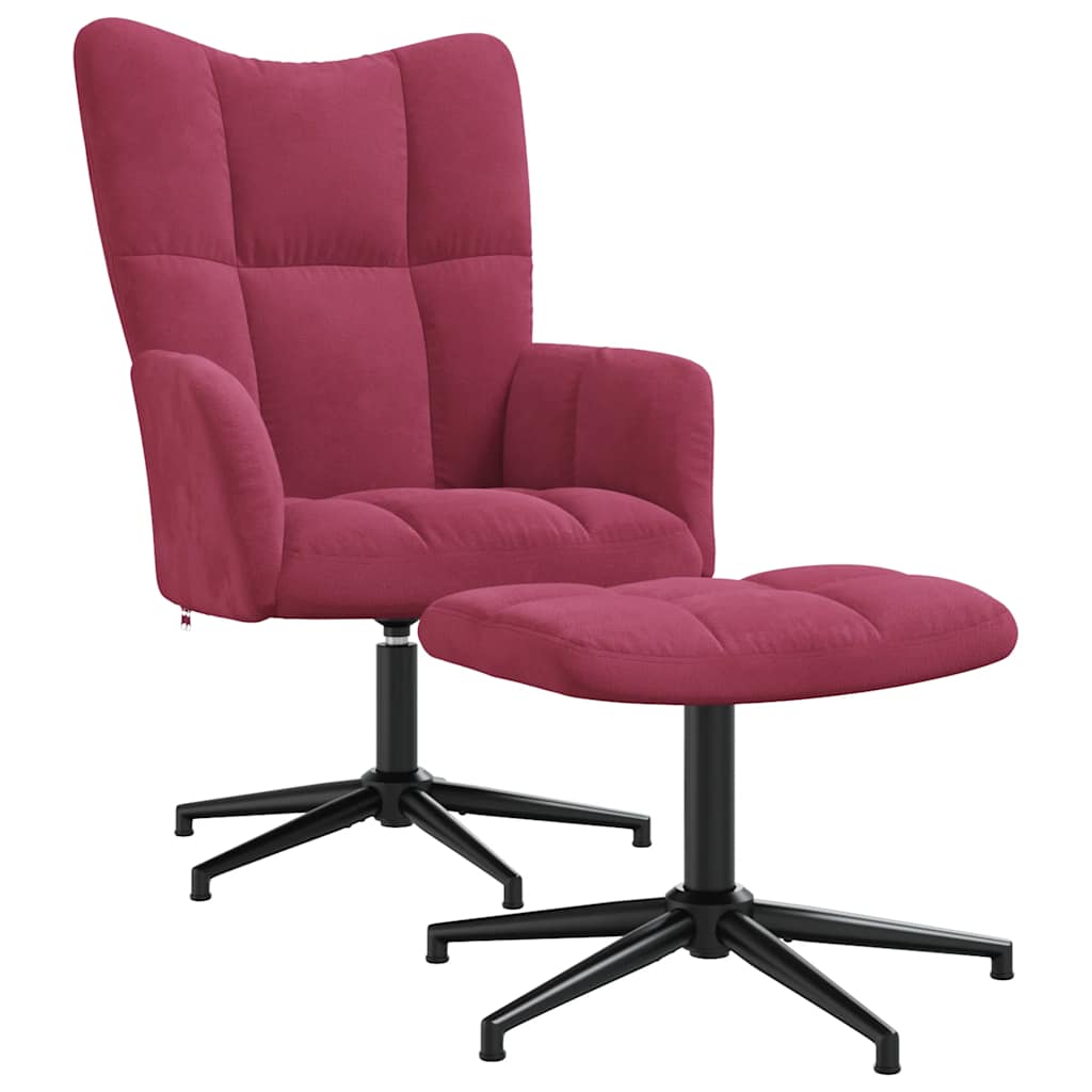 Relaxsessel mit Hocker Weinrot Samt