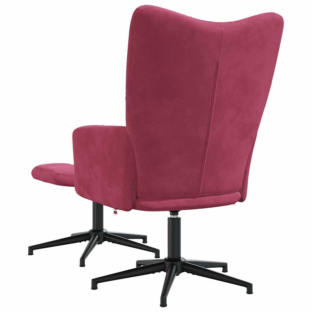 Relaxsessel mit Hocker Weinrot Samt