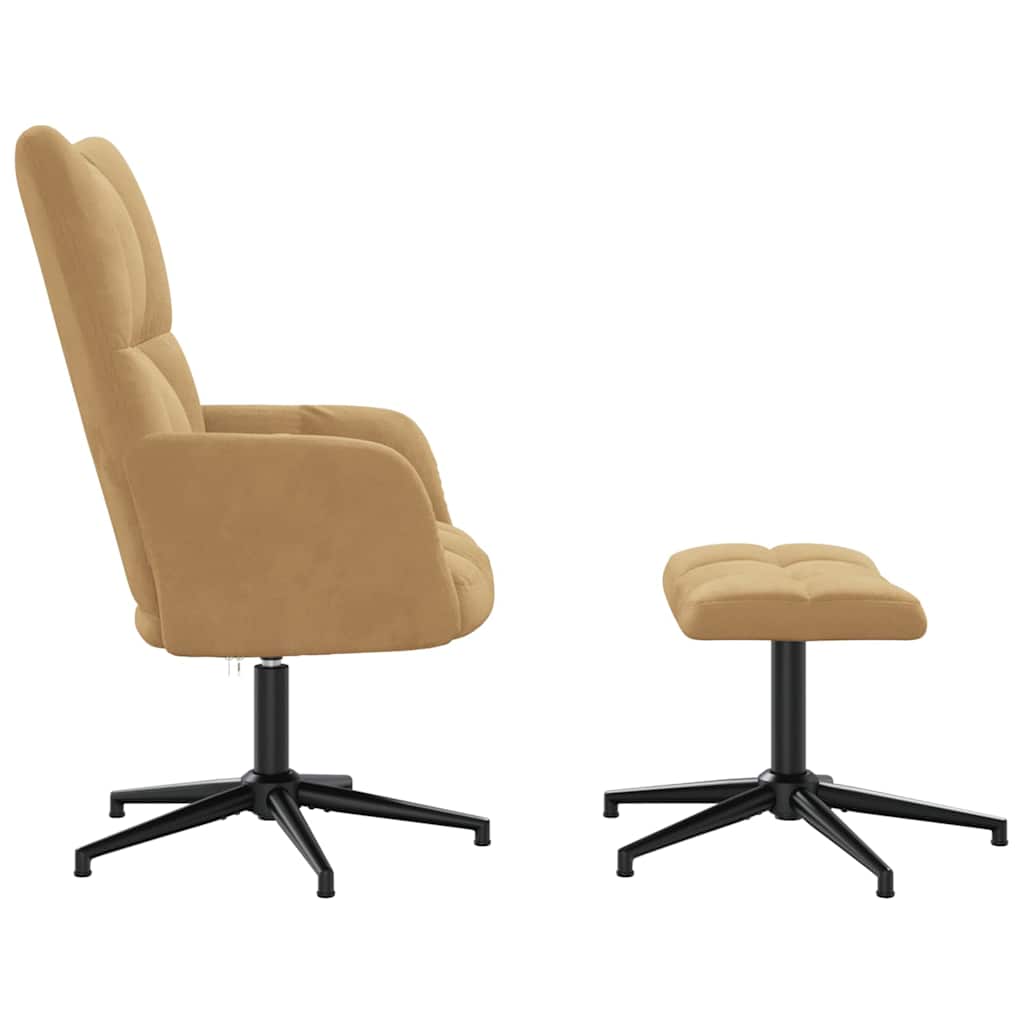 Relaxsessel mit Hocker Braun Samt