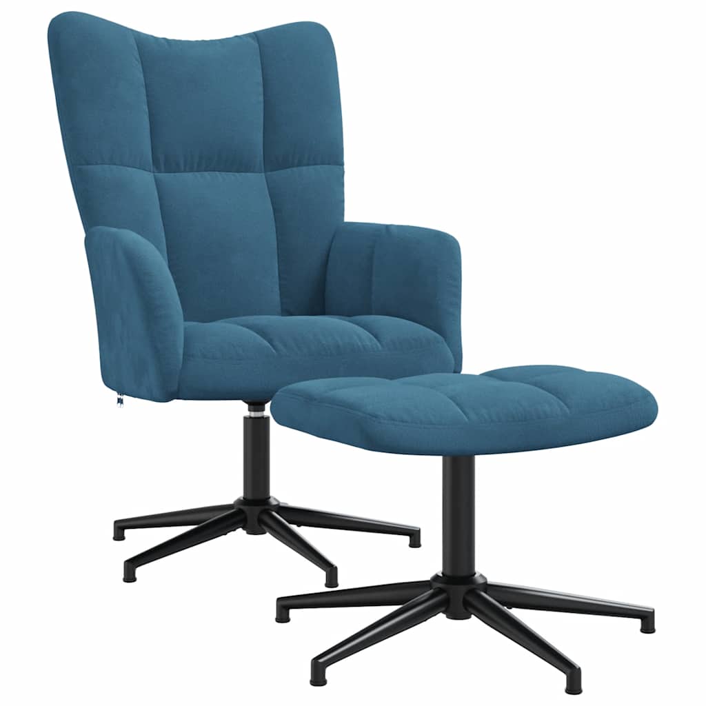 Relaxsessel mit Hocker Blau Samt