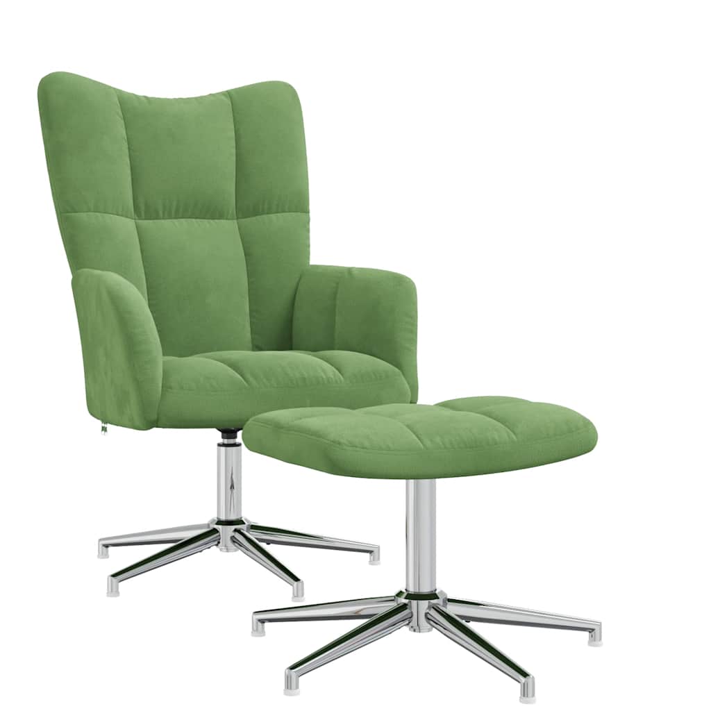 Relaxsessel mit Hocker Hellgrün Samt