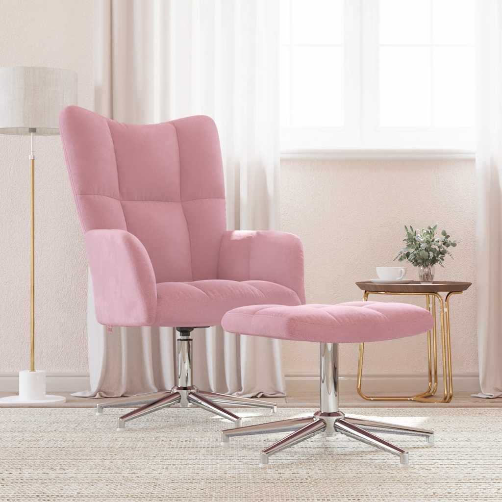 Relaxsessel mit Hocker Rosa Samt