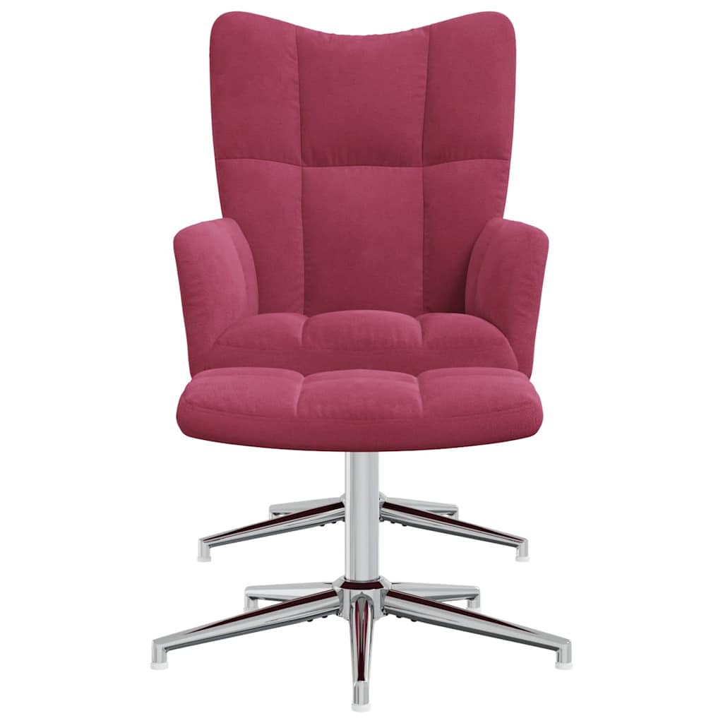 Relaxsessel mit Hocker Weinrot Samt