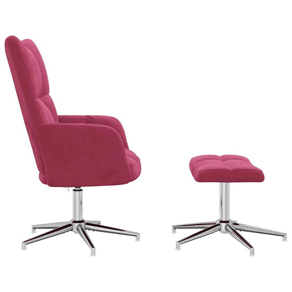 Relaxsessel mit Hocker Weinrot Samt