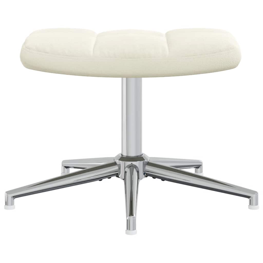 Relaxsessel mit Hocker Cremeweiß Samt