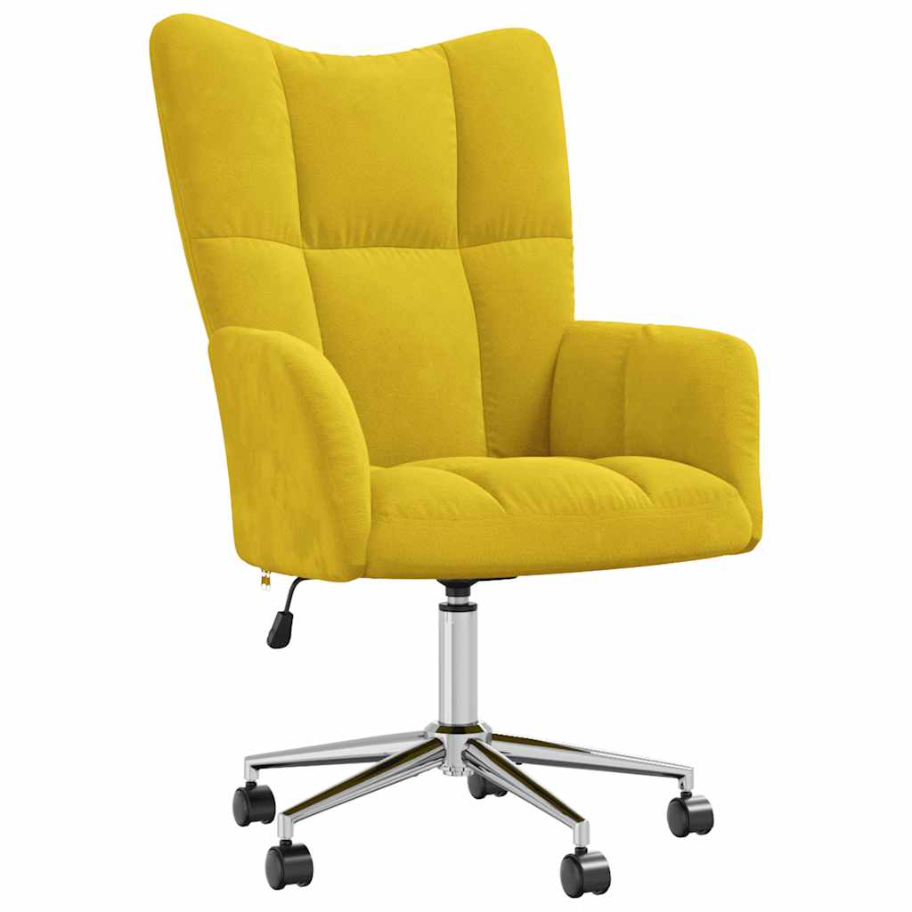Fauteuil relax en velours jaune moutarde