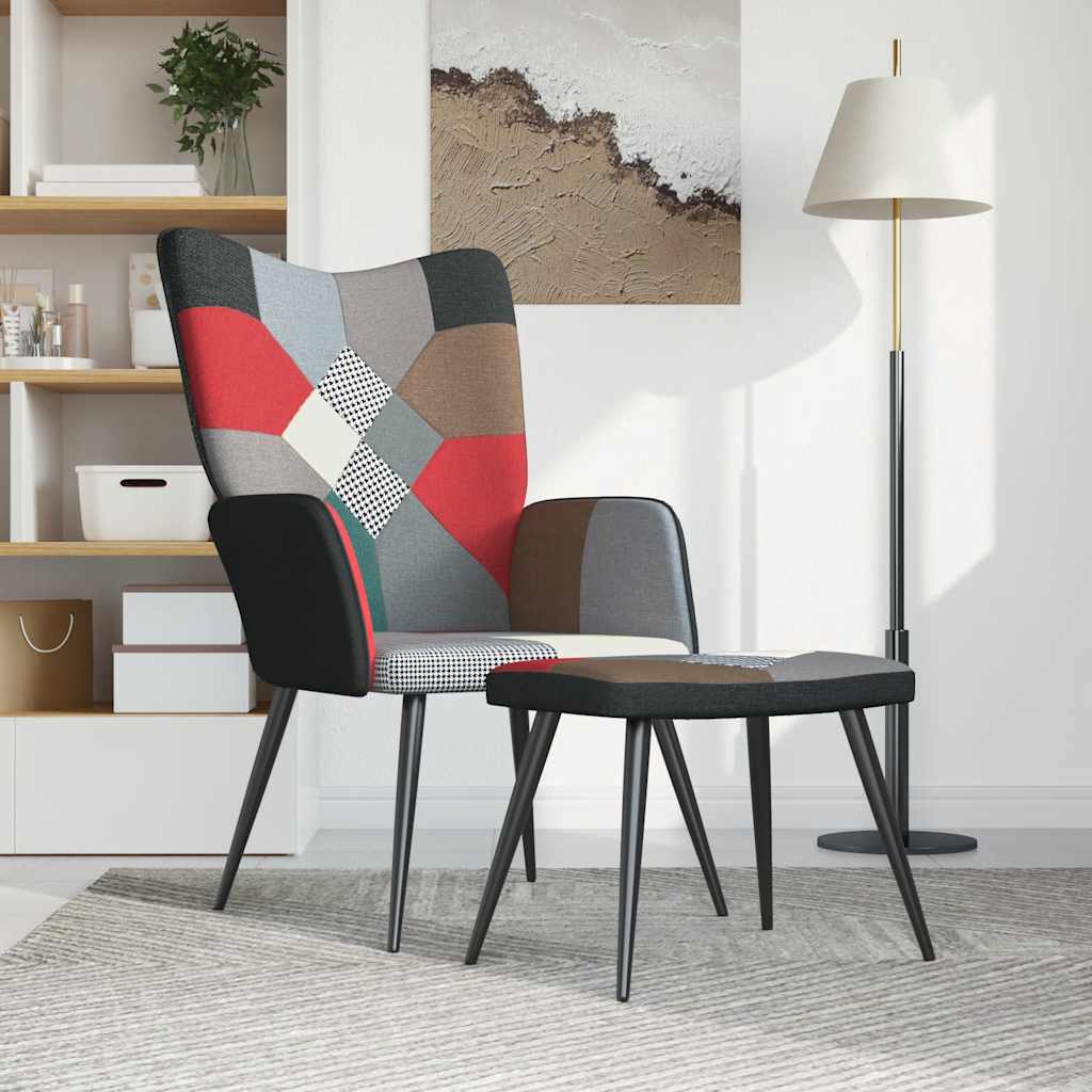 Relaxsessel mit Hocker Patchwork Stoff