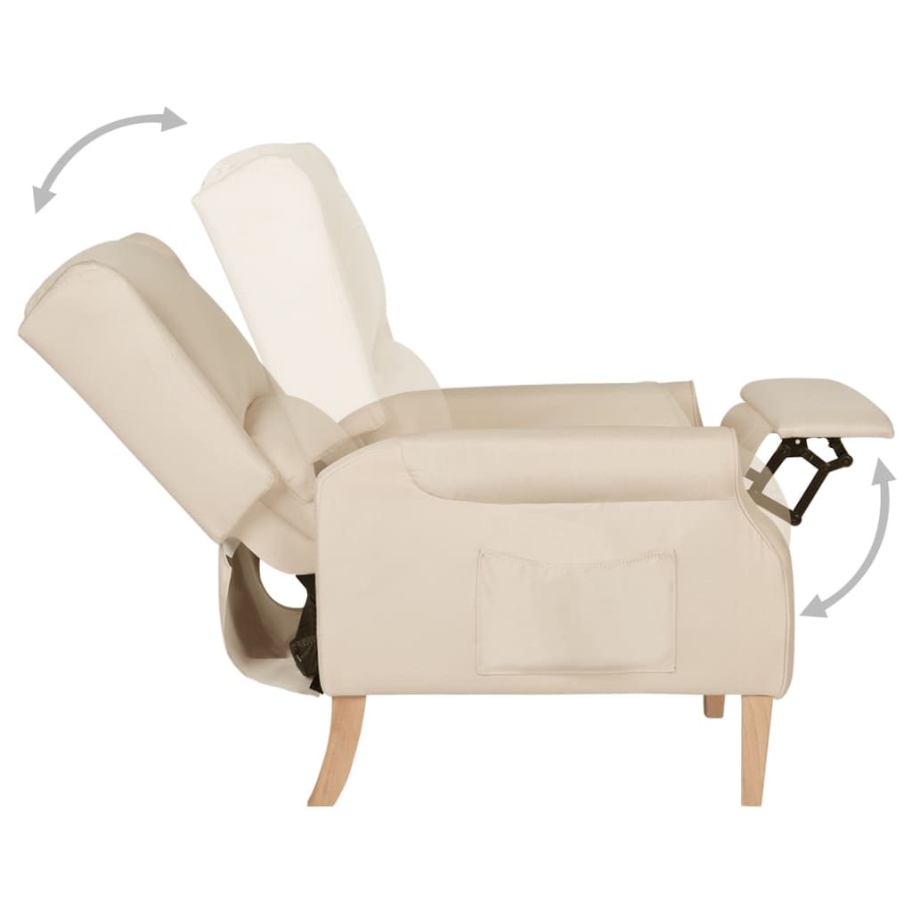 Relaxsessel Verstellbar Creme Stoff