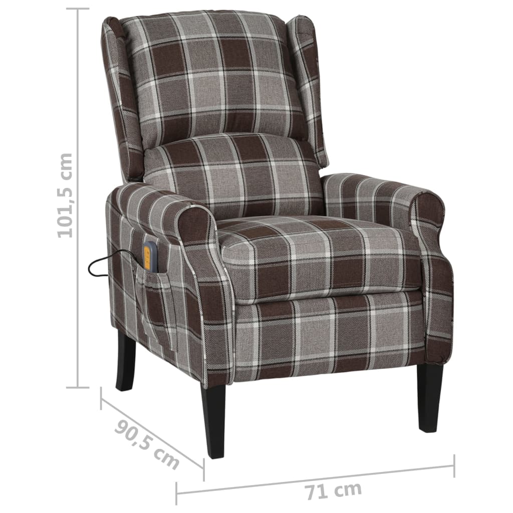 Fauteuil de massage réglable en tissu marron
