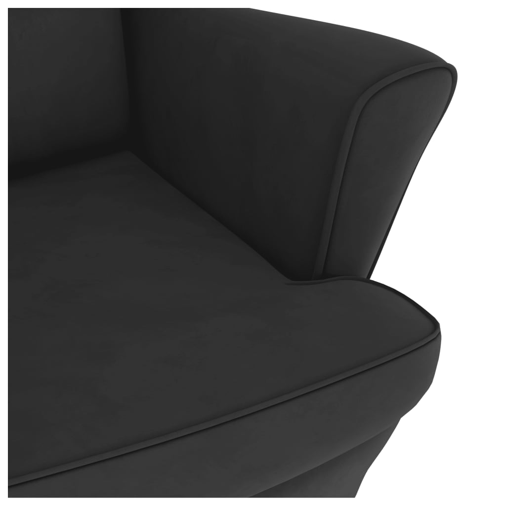 Chaise à bascule avec pieds en bois massif et caoutchouc, velours noir
