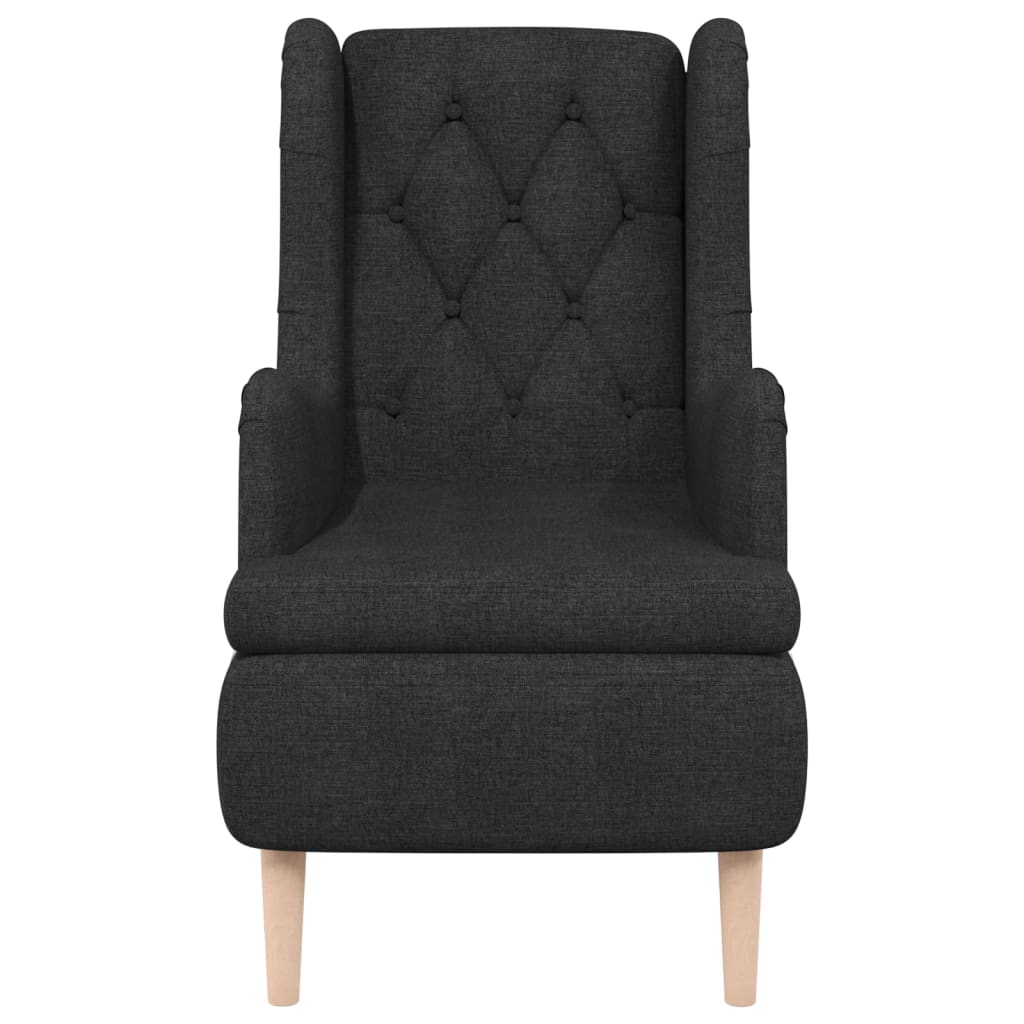 Sessel mit Beinen aus Massivem Kautschukholz Schwarz Stoff