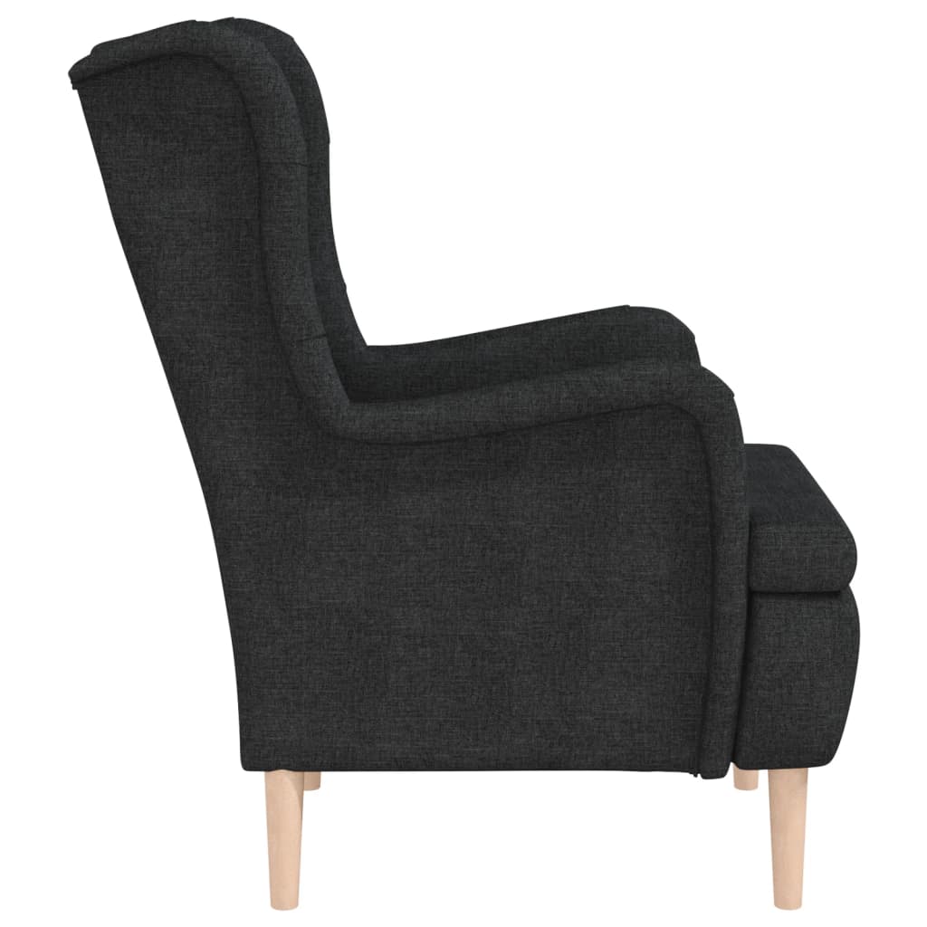 Sessel mit Beinen aus Massivem Kautschukholz Schwarz Stoff