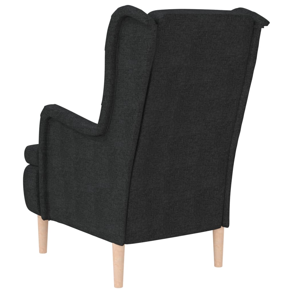 Sessel mit Beinen aus Massivem Kautschukholz Schwarz Stoff