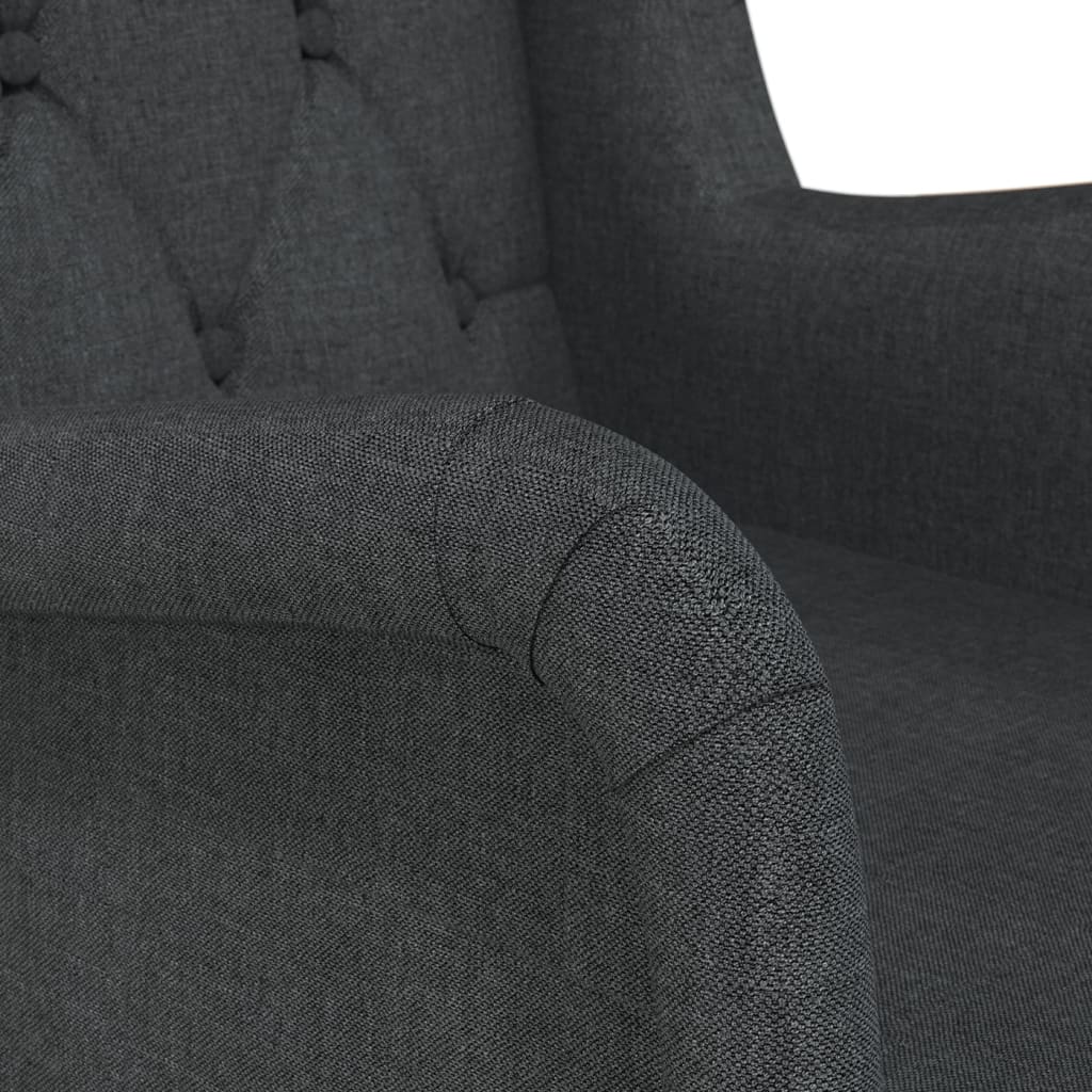 Sessel mit Beinen aus Massivem Kautschukholz Schwarz Stoff