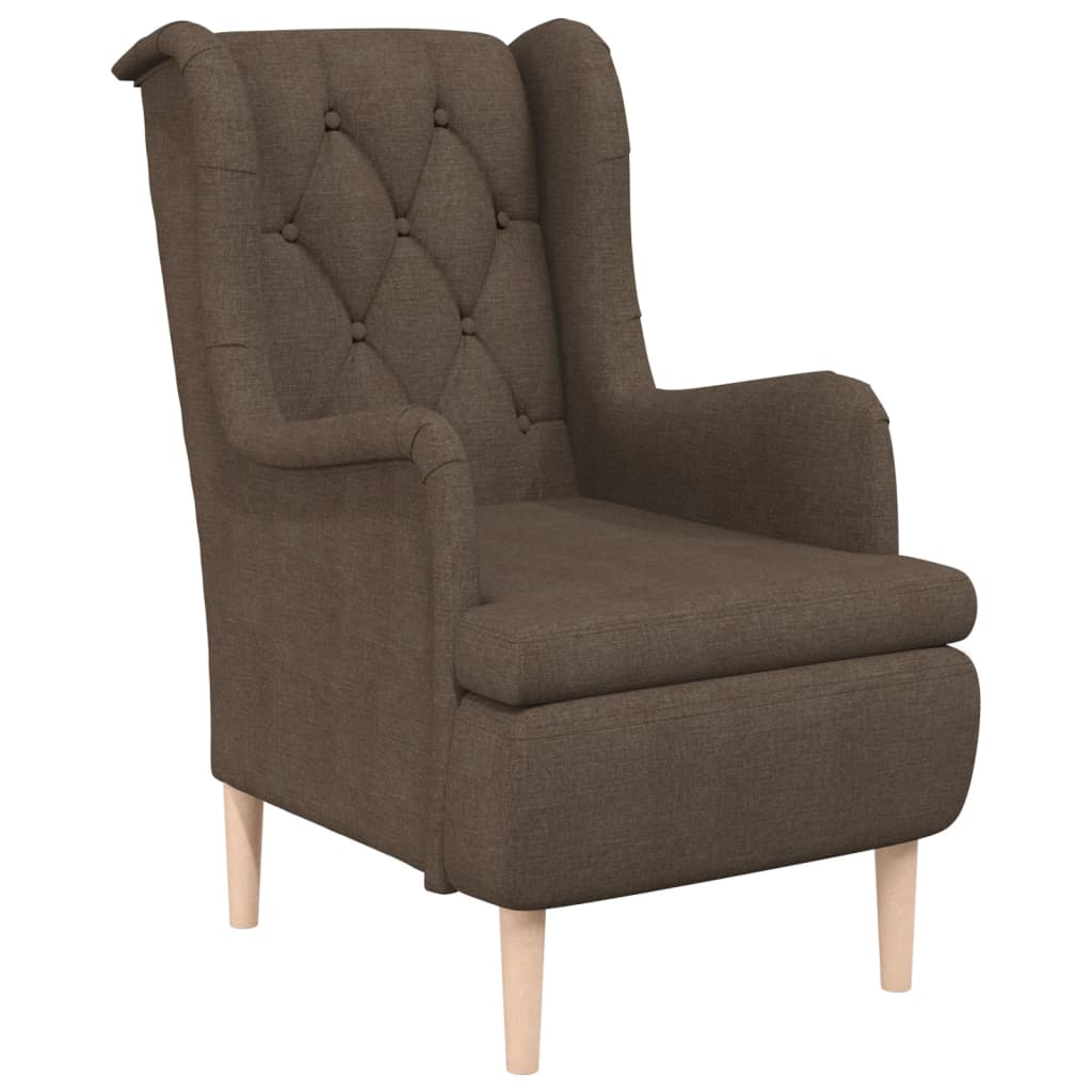 Sessel mit Beinen aus Massivem Kautschukholz Braun Stoff