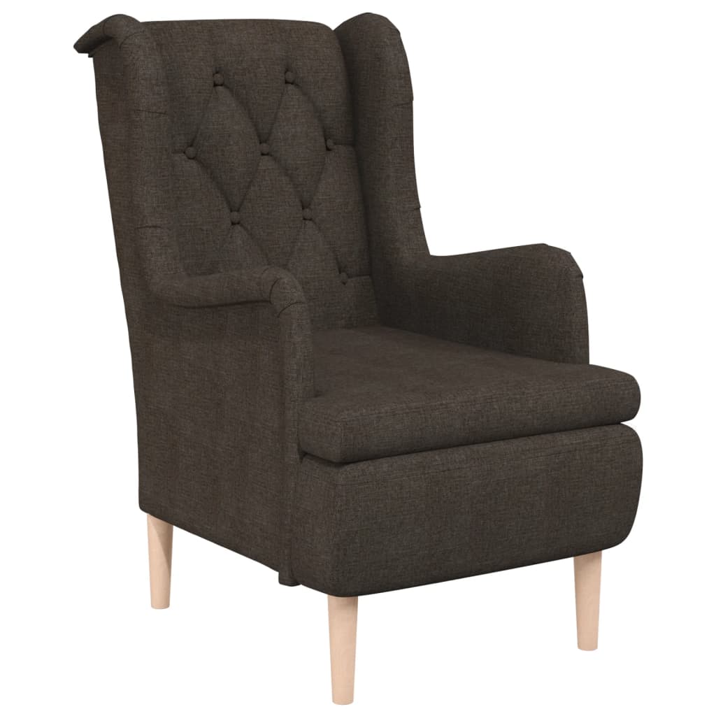 Sessel mit Beinen aus Massivem Kautschukholz Dunkelbraun Stoff