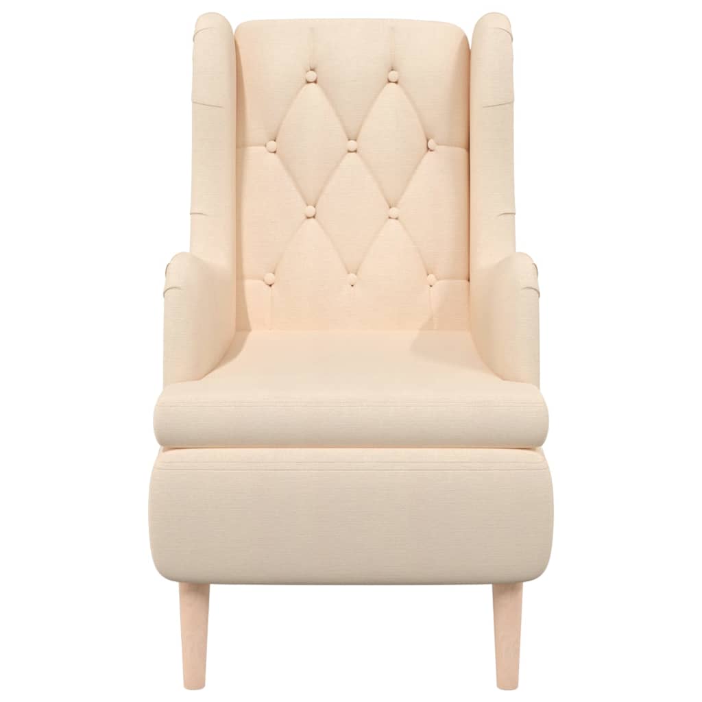Sessel mit Beinen aus Massivem Kautschukholz Creme Stoff