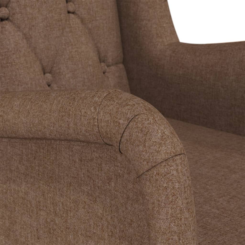 Schaukelsessel mit Kautschukholz-Beinen Braun Stoff