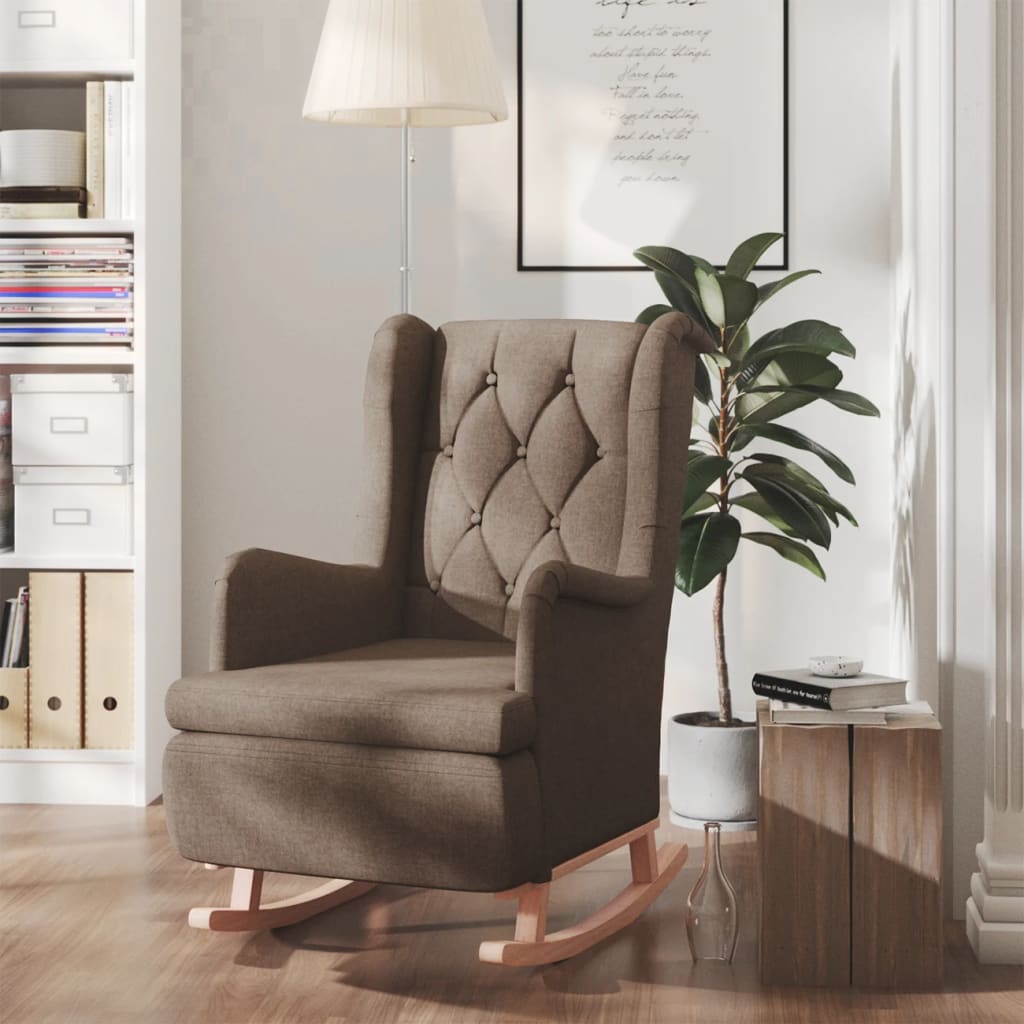 Schaukelsessel mit Kautschukholz-Beinen Taupe Stoff
