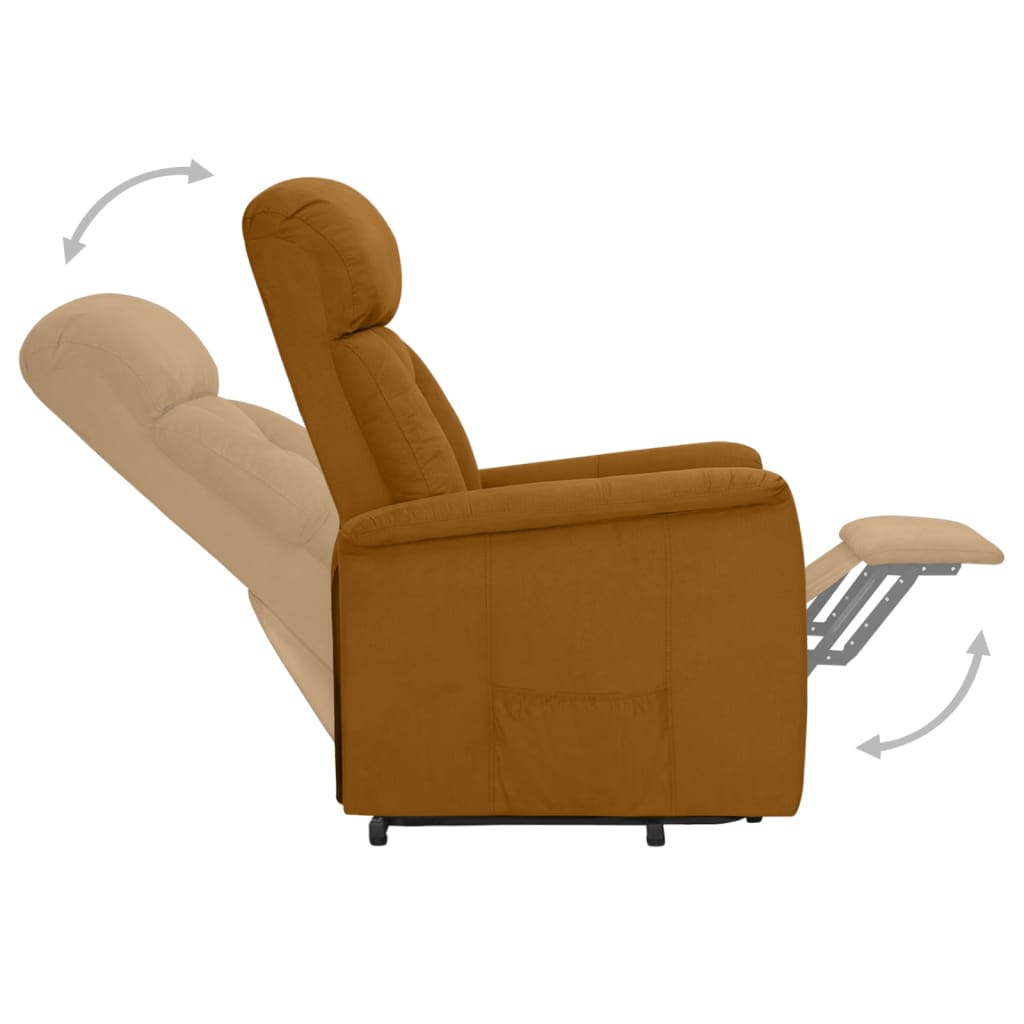 Relaxsessel mit Aufstehhilfe Braun Wildleder-Optik
