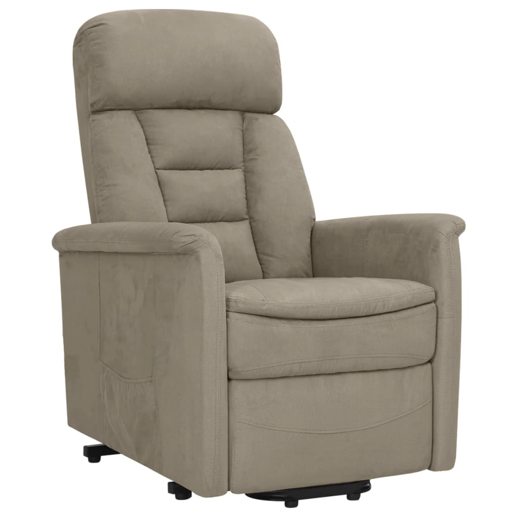 Relaxsessel mit Aufstehhilfe Hellgrau Wildleder-Optik