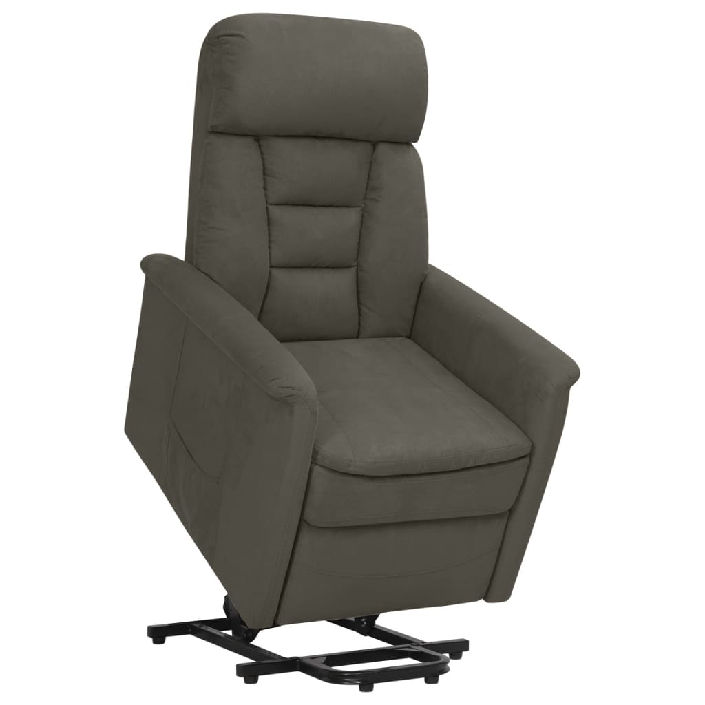 Relaxsessel mit Aufstehhilfe Dunkelgrau Wildleder-Optik