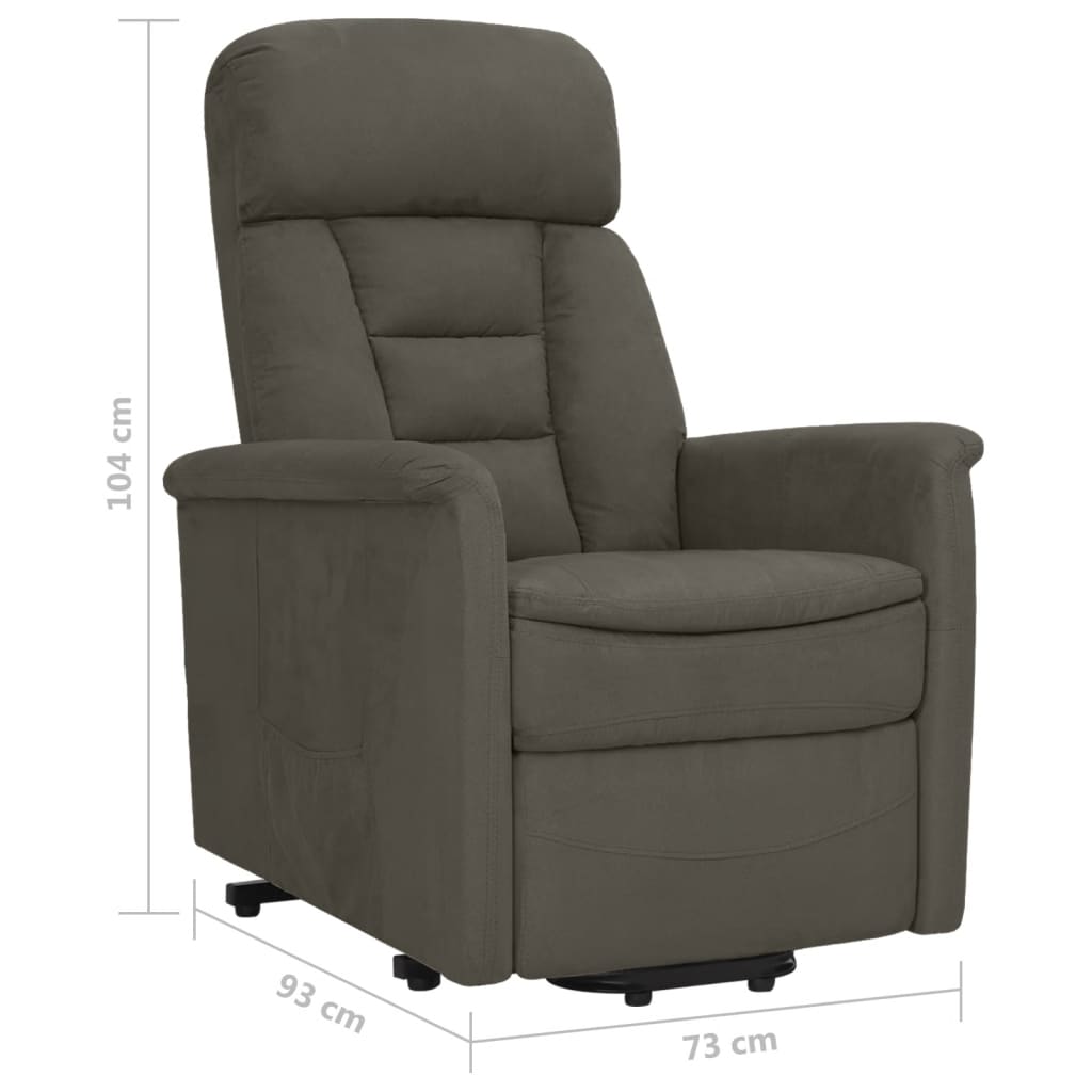 Relaxsessel mit Aufstehhilfe Dunkelgrau Wildleder-Optik