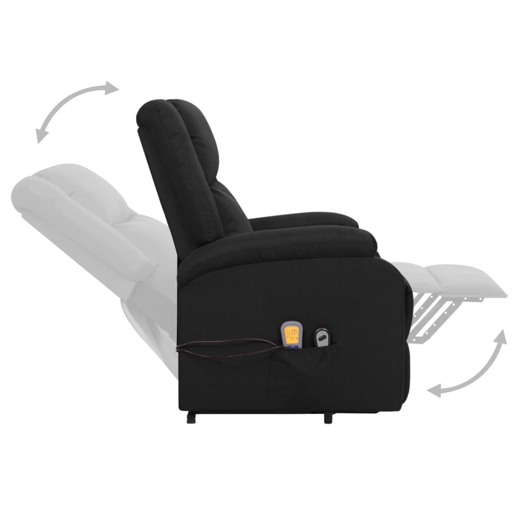 Fauteuil de massage avec aide au verticalisation en tissu noir