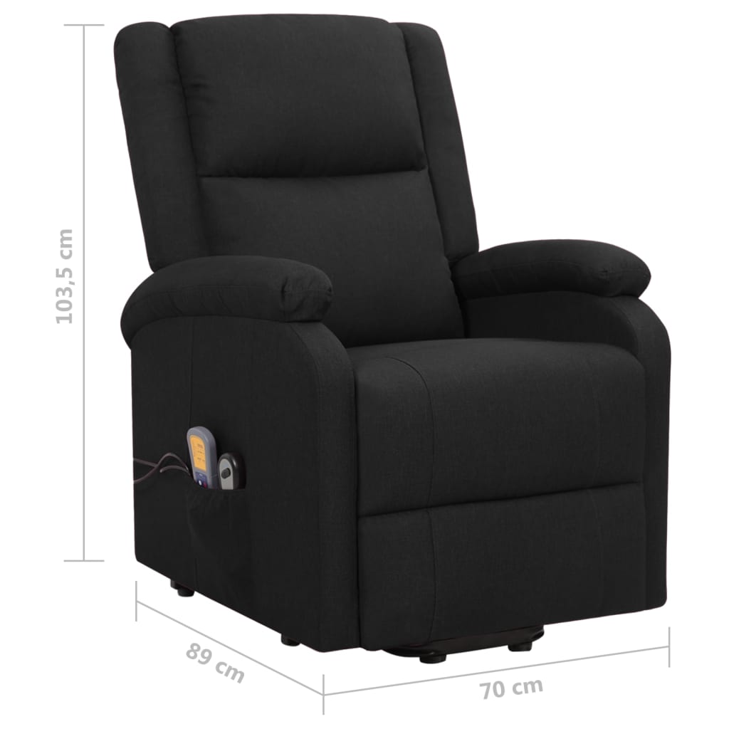 Fauteuil de massage avec aide au verticalisation en tissu noir