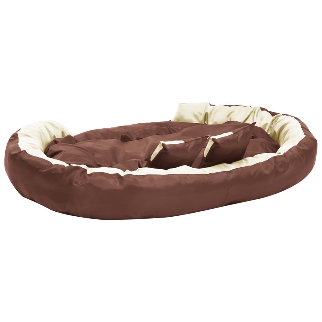 Hundekissen Wendbar und Waschbar Braun und Creme 150x120x25 cm