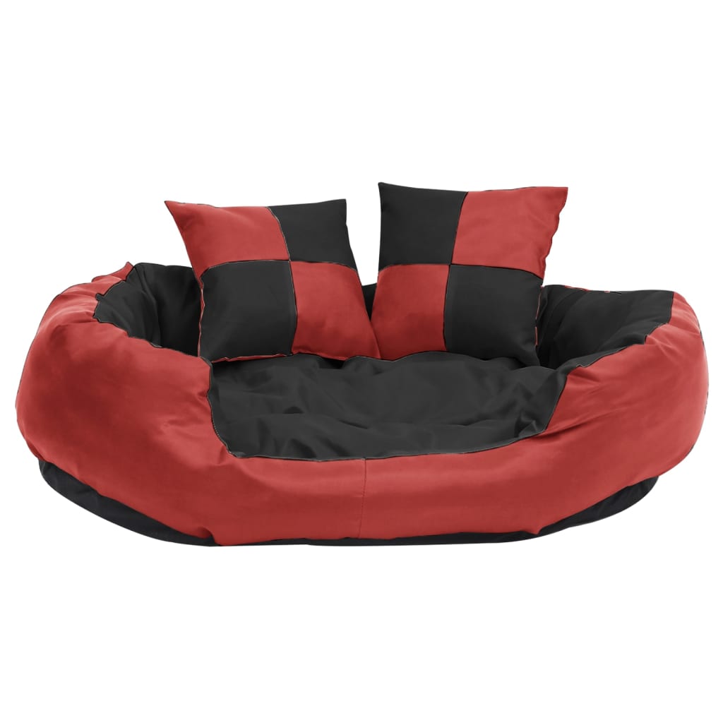 Hundekissen Wendbar und Waschbar Rot und Schwarz 85x70x20 cm