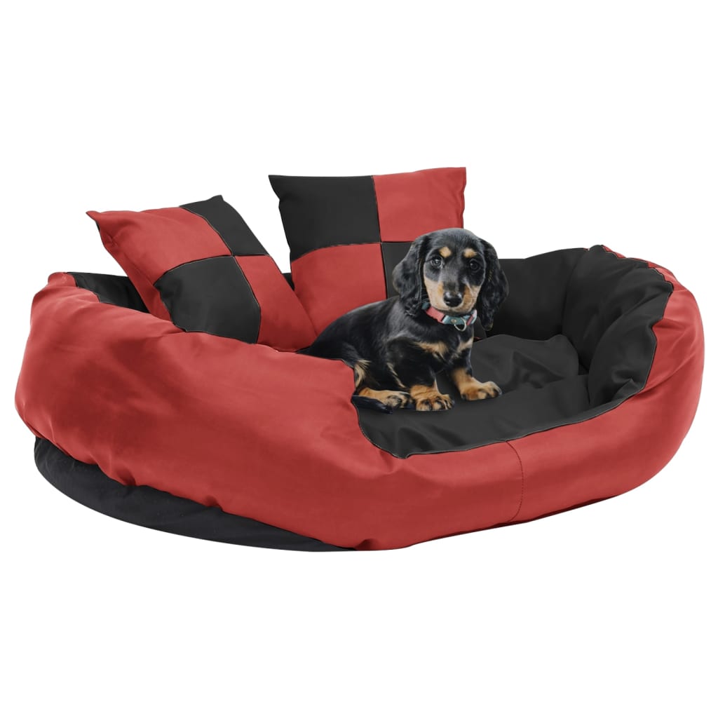 Hundekissen Wendbar und Waschbar Rot und Schwarz 85x70x20 cm