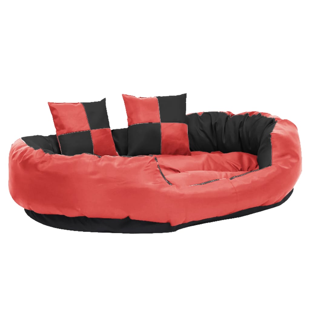 Hundekissen Wendbar und Waschbar Rot und Schwarz 110x80x23 cm