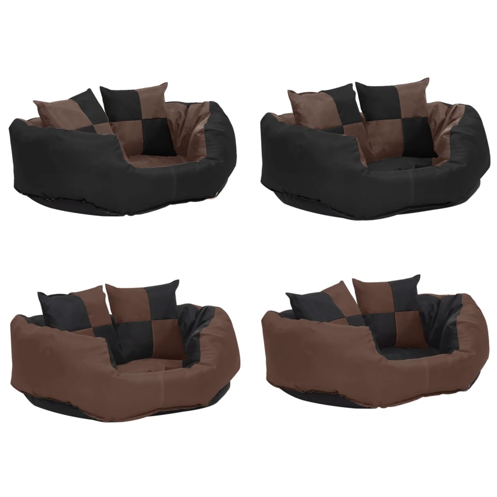 Hundekissen Wendbar und Waschbar Schwarz und Braun 65x50x20 cm