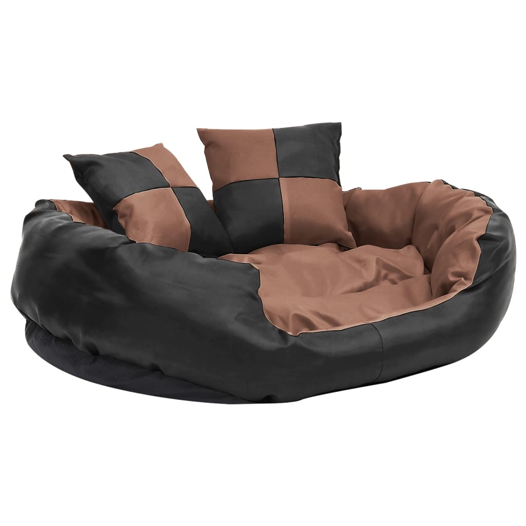 Hundekissen Wendbar und Waschbar Schwarz und Braun 85x70x20 cm