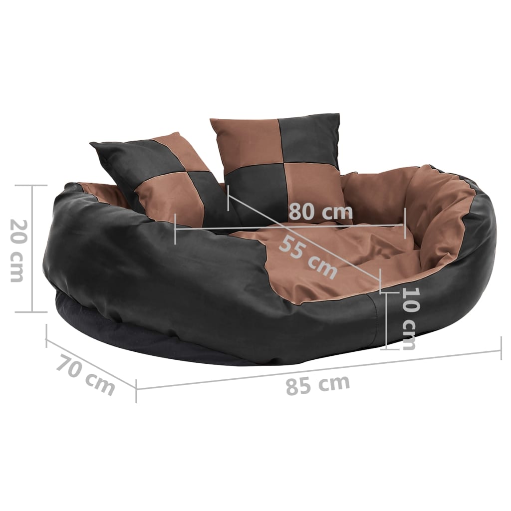 Hundekissen Wendbar und Waschbar Schwarz und Braun 85x70x20 cm