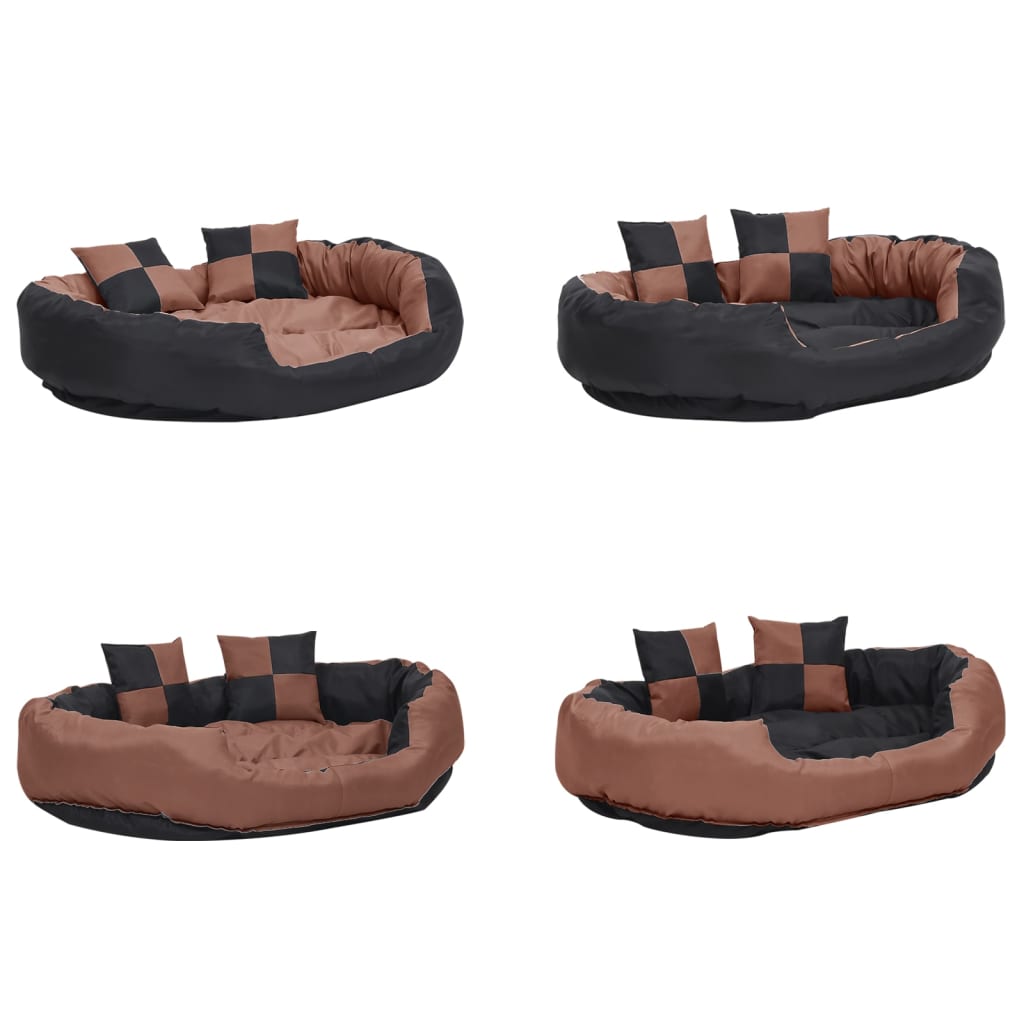Hundekissen Wendbar und Waschbar Schwarz und Braun 110x80x23 cm